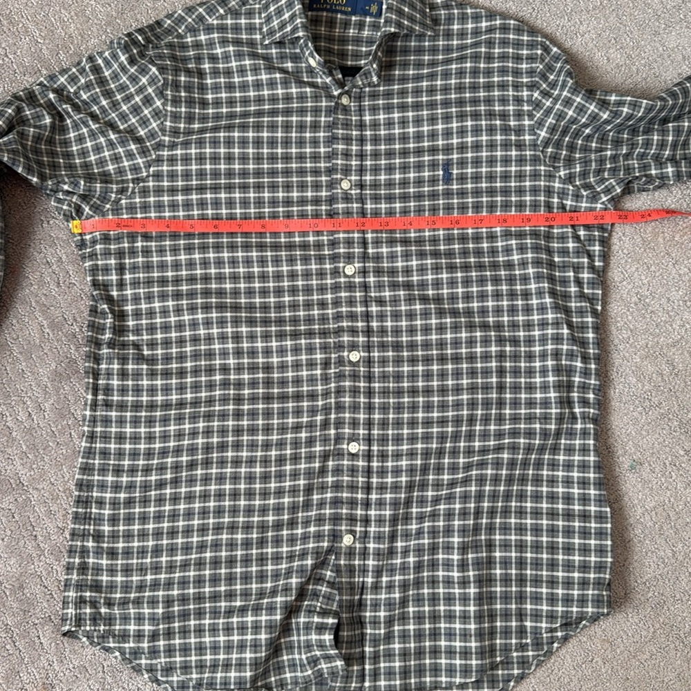Polo Ralph Lauren Plaid Button Up Short Long Sleeve Brown Med EUC 100% Cotton - Picture 10 of 11